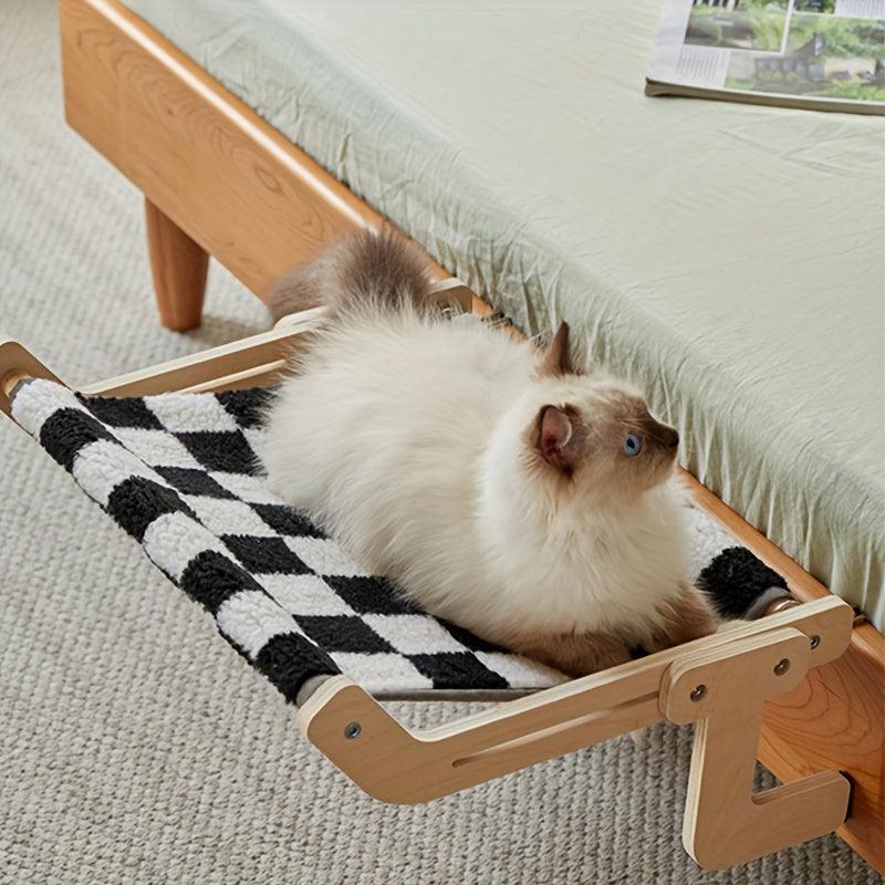 Cama de Madeira Ajustável para Gatos