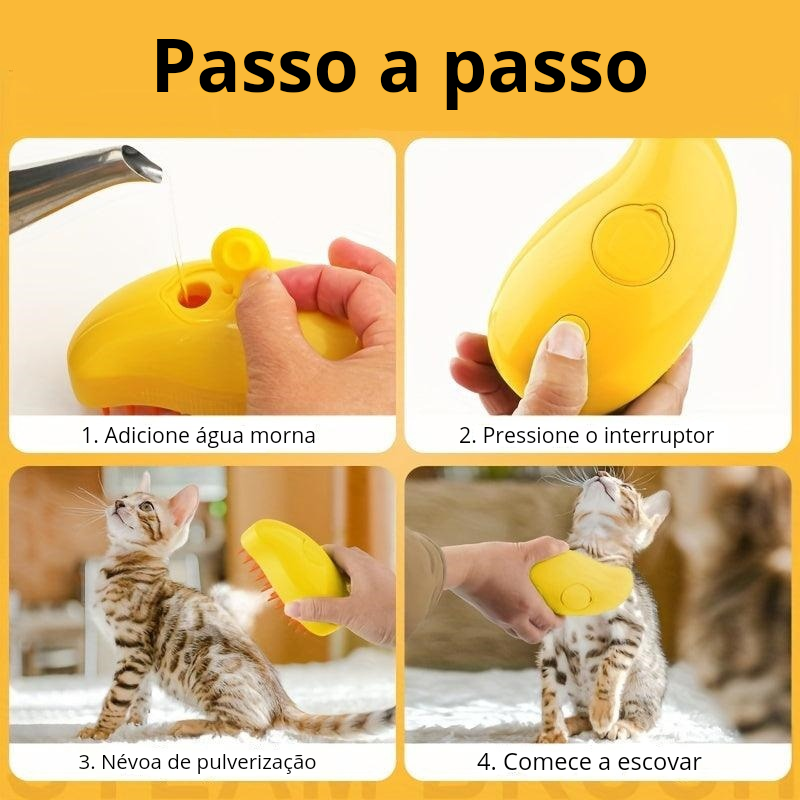 Escova a Vapor Recarregável Para Pets